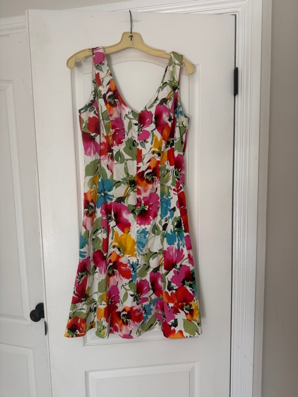 Lauren Ralph Lauren Poppy Floral V-Neck Midi Sun Dress Cotton